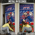 Personalized Western Bulldogs Football Christmas Door Cover Australian Football Mascot - Ugly Xmas Pattern Festive