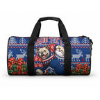 Personalized Western Bulldogs Football Christmas Duffle Bag Australian Football Mascot - Ugly Xmas Pattern Festive