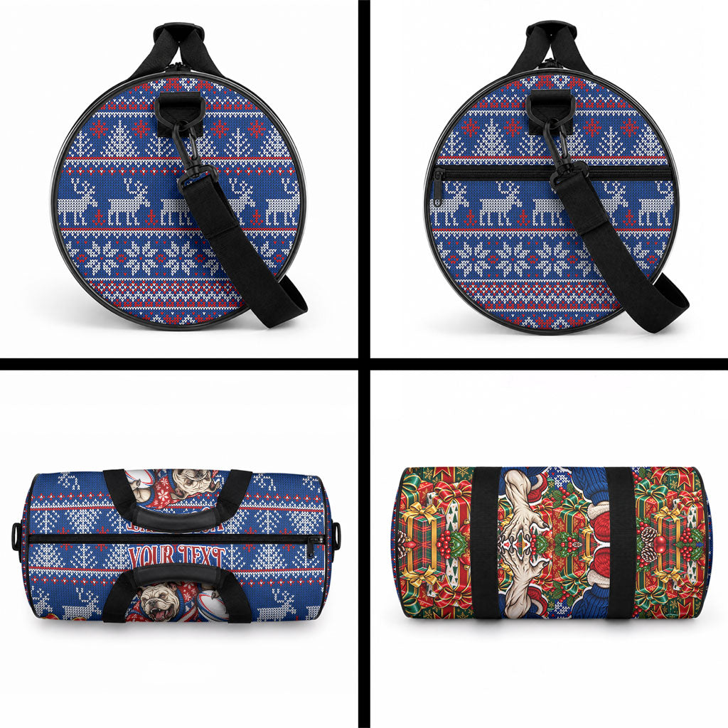 Personalized Western Bulldogs Football Christmas Duffle Bag Australian Football Mascot - Ugly Xmas Pattern Festive