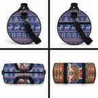 Personalized Western Bulldogs Football Christmas Duffle Bag Australian Football Mascot - Ugly Xmas Pattern Festive