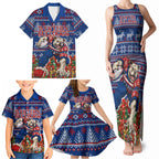 Personalized Western Bulldogs Football Christmas Family Matching Tank Maxi Dress and Hawaiian Shirt Australian Football Mascot - Ugly Xmas Pattern Festive