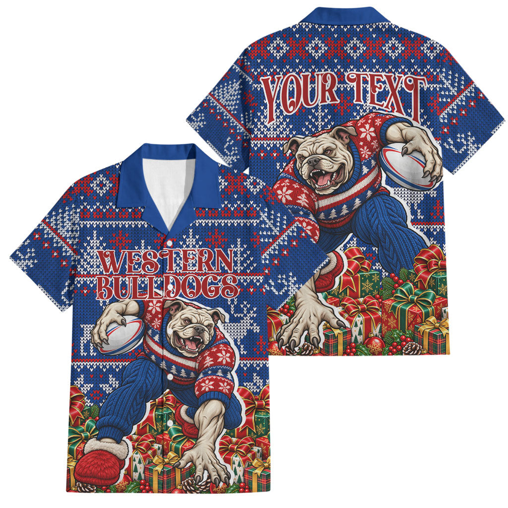 Personalized Western Bulldogs Football Christmas Family Matching Tank Maxi Dress and Hawaiian Shirt Australian Football Mascot - Ugly Xmas Pattern Festive