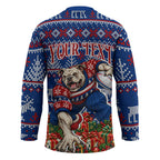 Personalized Western Bulldogs Football Christmas Hockey Jersey Australian Football Mascot - Ugly Xmas Pattern Festive
