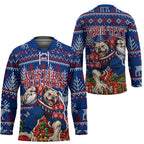 Personalized Western Bulldogs Football Christmas Hockey Jersey Australian Football Mascot - Ugly Xmas Pattern Festive