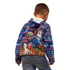 Personalized Western Bulldogs Football Christmas Kid Hoodie Australian Football Mascot - Ugly Xmas Pattern Festive