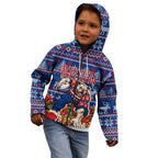 Personalized Western Bulldogs Football Christmas Kid Hoodie Australian Football Mascot - Ugly Xmas Pattern Festive
