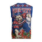 Personalized Western Bulldogs Football Christmas Knitted V-Neck Vest Australian Football Mascot - Ugly Xmas Pattern Festive