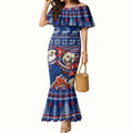 Personalized Western Bulldogs Football Christmas Mermaid Dress Australian Football Mascot - Ugly Xmas Pattern Festive