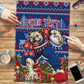 Personalized Western Bulldogs Football Christmas Puzzle Australian Football Mascot - Ugly Xmas Pattern Festive