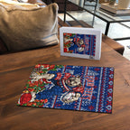 Personalized Western Bulldogs Football Christmas Puzzle Australian Football Mascot - Ugly Xmas Pattern Festive