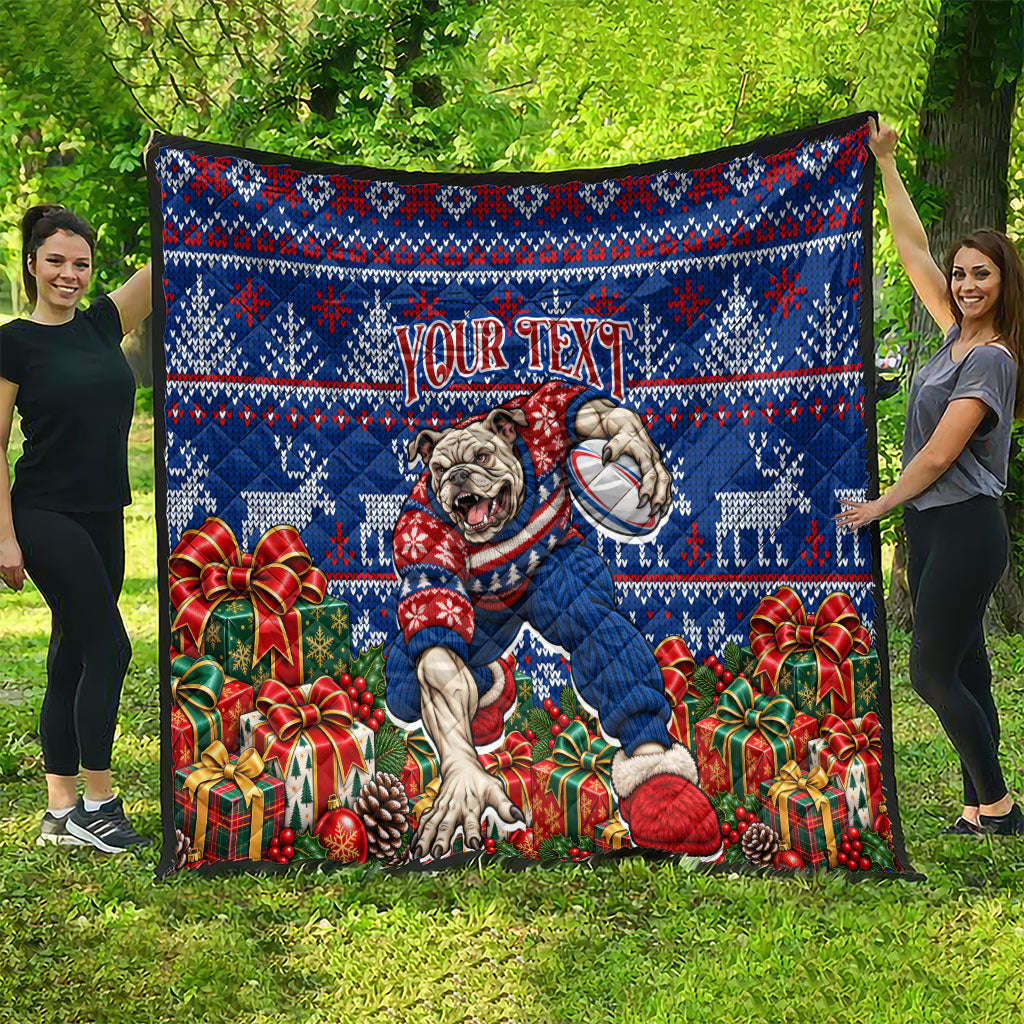 Personalized Western Bulldogs Football Christmas Quilt Australian Football Mascot - Ugly Xmas Pattern Festive