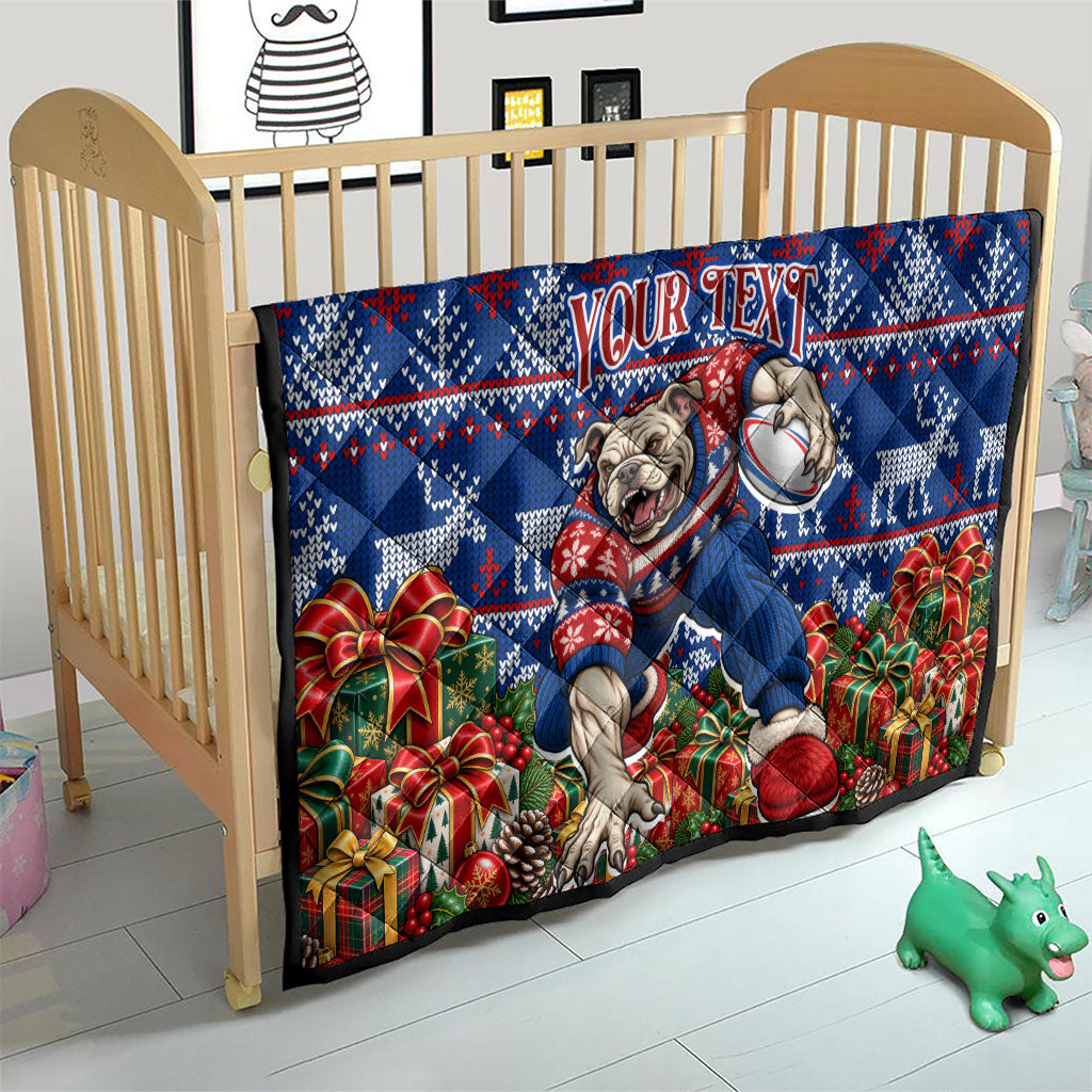 Personalized Western Bulldogs Football Christmas Quilt Australian Football Mascot - Ugly Xmas Pattern Festive