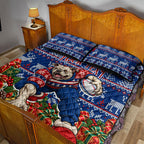 Personalized Western Bulldogs Football Christmas Quilt Bed Set Australian Football Mascot - Ugly Xmas Pattern Festive