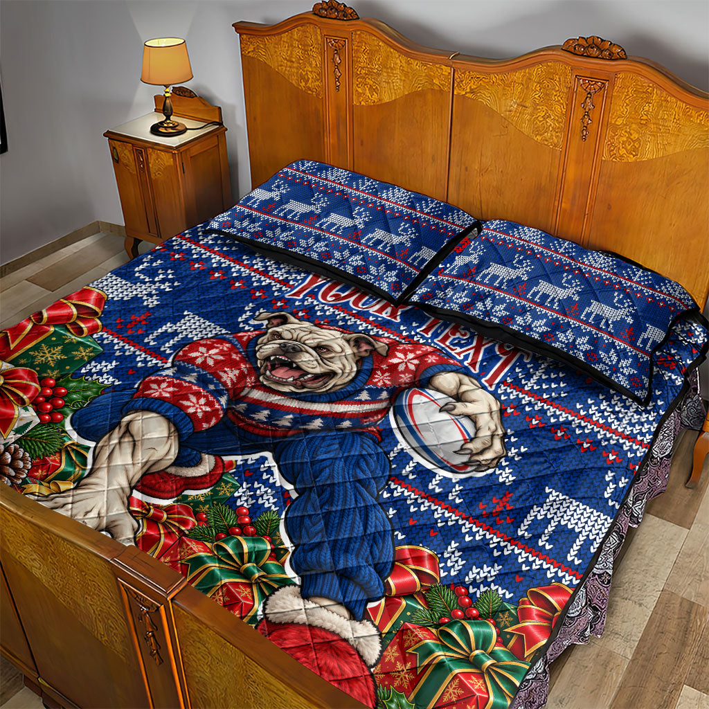 Personalized Western Bulldogs Football Christmas Quilt Bed Set Australian Football Mascot - Ugly Xmas Pattern Festive