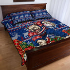 Personalized Western Bulldogs Football Christmas Quilt Bed Set Australian Football Mascot - Ugly Xmas Pattern Festive