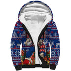 Personalized Western Bulldogs Football Christmas Sherpa Hoodie Australian Football Mascot - Ugly Xmas Pattern Festive