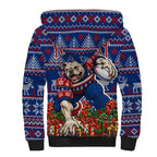 Personalized Western Bulldogs Football Christmas Sherpa Hoodie Australian Football Mascot - Ugly Xmas Pattern Festive