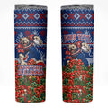 Personalized Western Bulldogs Football Christmas Skinny Tumbler Australian Football Mascot - Ugly Xmas Pattern Festive