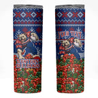 Personalized Western Bulldogs Football Christmas Skinny Tumbler Australian Football Mascot - Ugly Xmas Pattern Festive