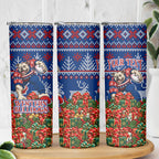 Personalized Western Bulldogs Football Christmas Skinny Tumbler Australian Football Mascot - Ugly Xmas Pattern Festive