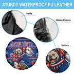 Personalized Western Bulldogs Football Christmas Spare Tire Cover Australian Football Mascot - Ugly Xmas Pattern Festive
