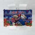Personalized Western Bulldogs Football Christmas Tablecloth Australian Football Mascot - Ugly Xmas Pattern Festive