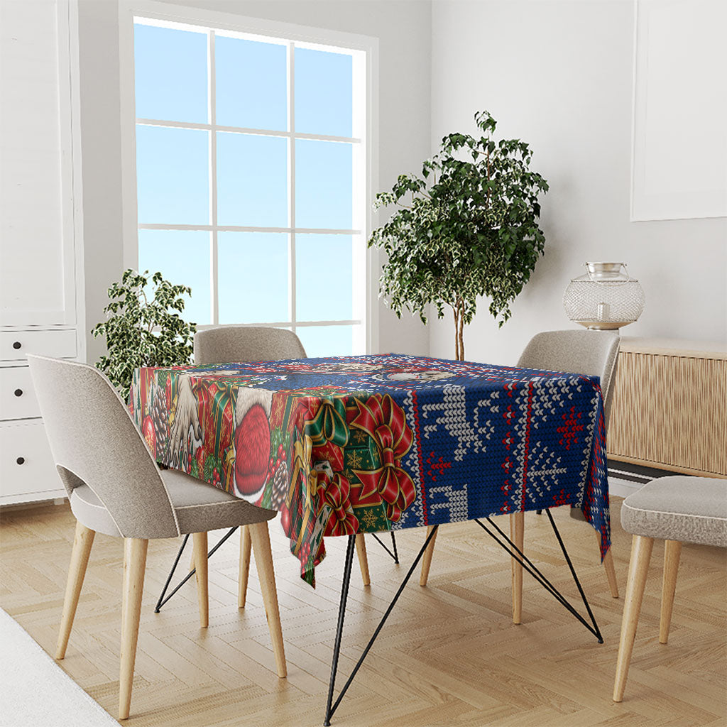 Personalized Western Bulldogs Football Christmas Tablecloth Australian Football Mascot - Ugly Xmas Pattern Festive