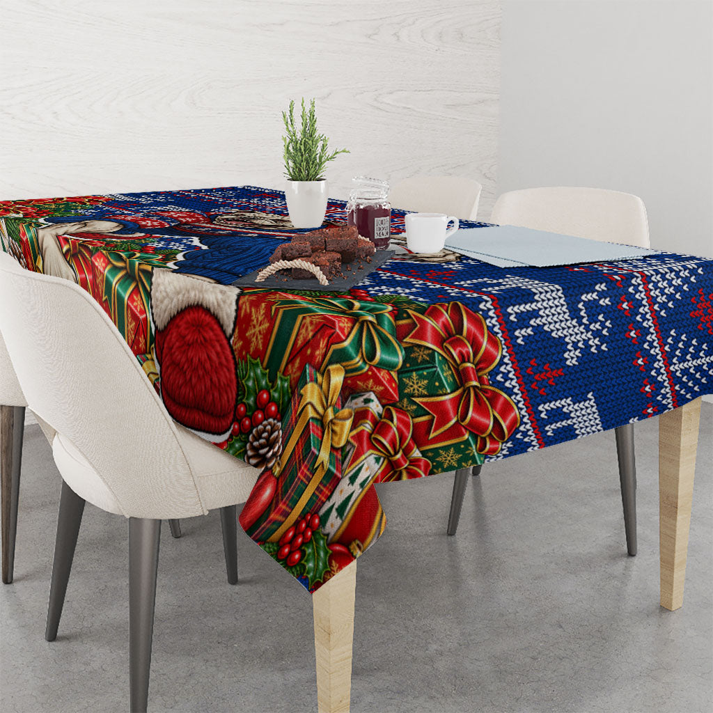 Personalized Western Bulldogs Football Christmas Tablecloth Australian Football Mascot - Ugly Xmas Pattern Festive
