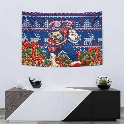 Personalized Western Bulldogs Football Christmas Tapestry Australian Football Mascot - Ugly Xmas Pattern Festive