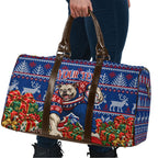 Personalized Western Bulldogs Football Christmas Travel Bag Australian Football Mascot - Ugly Xmas Pattern Festive