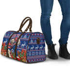 Personalized Western Bulldogs Football Christmas Travel Bag Australian Football Mascot - Ugly Xmas Pattern Festive