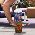 Personalized Western Bulldogs Football Christmas Tumbler With Handle Australian Football Mascot - Ugly Xmas Pattern Festive