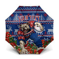Personalized Western Bulldogs Football Christmas Umbrella Australian Football Mascot - Ugly Xmas Pattern Festive