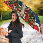 Personalized Western Bulldogs Football Christmas Umbrella Australian Football Mascot - Ugly Xmas Pattern Festive