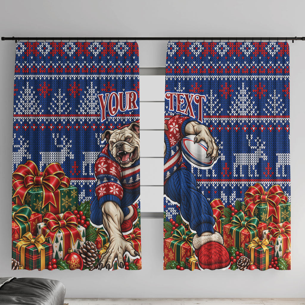 Personalized Western Bulldogs Football Christmas Window Curtain Australian Football Mascot - Ugly Xmas Pattern Festive