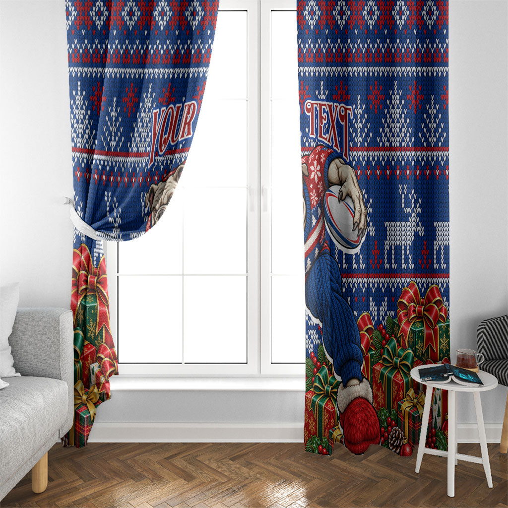 Personalized Western Bulldogs Football Christmas Window Curtain Australian Football Mascot - Ugly Xmas Pattern Festive