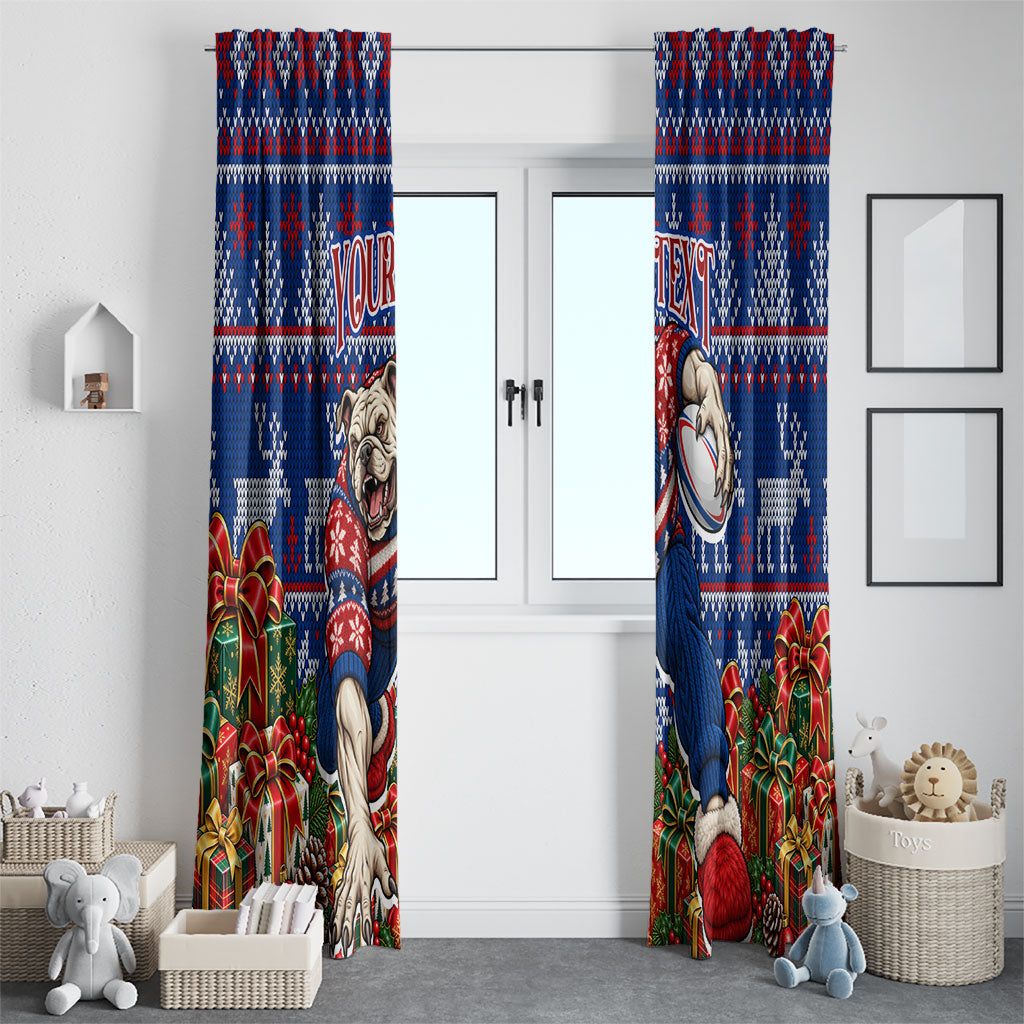 Personalized Western Bulldogs Football Christmas Window Curtain Australian Football Mascot - Ugly Xmas Pattern Festive