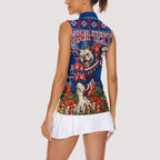 Personalized Western Bulldogs Football Christmas Women Sleeveless Polo Shirt Australian Football Mascot - Ugly Xmas Pattern Festive