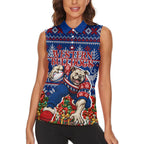 Personalized Western Bulldogs Football Christmas Women Sleeveless Polo Shirt Australian Football Mascot - Ugly Xmas Pattern Festive