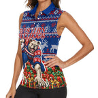 Personalized Western Bulldogs Football Christmas Women Sleeveless Polo Shirt Australian Football Mascot - Ugly Xmas Pattern Festive