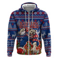 Personalized Western Bulldogs Football Christmas Zip Hoodie Australian Football Mascot - Ugly Xmas Pattern Festive