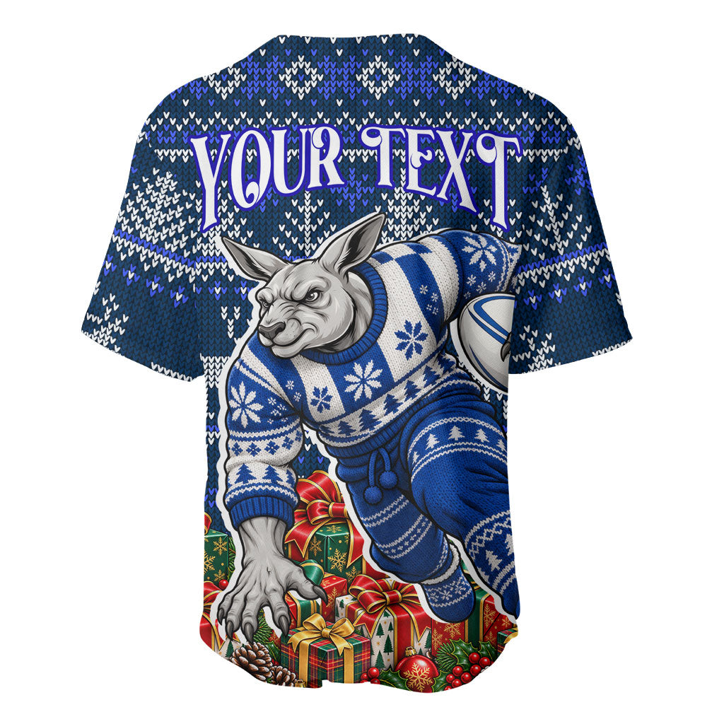 Personalized North Melbourne Football Christmas Baseball Jersey Australian Football Mascot - Ugly Xmas Pattern Festive