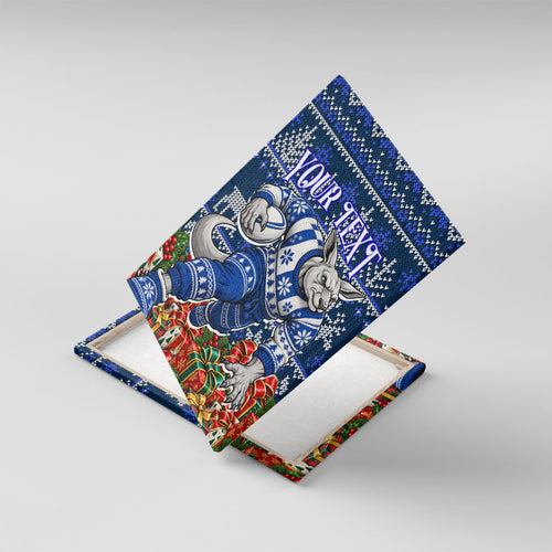 Personalized North Melbourne Football Christmas Canvas Wall Art Australian Football Mascot - Ugly Xmas Pattern Festive