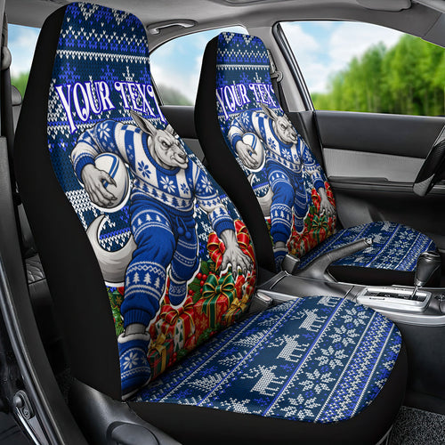 Personalized North Melbourne Football Christmas Car Seat Cover Australian Football Mascot - Ugly Xmas Pattern Festive