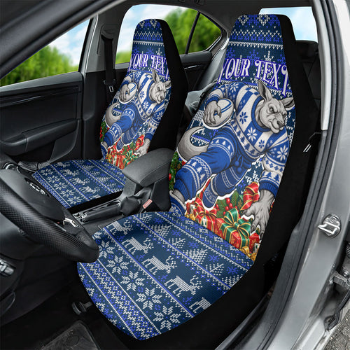 Personalized North Melbourne Football Christmas Car Seat Cover Australian Football Mascot - Ugly Xmas Pattern Festive