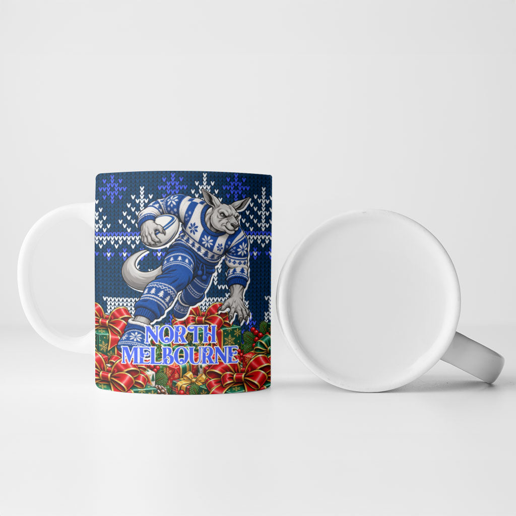Personalized North Melbourne Football Christmas Ceramic Mug Australian Football Mascot - Ugly Xmas Pattern Festive