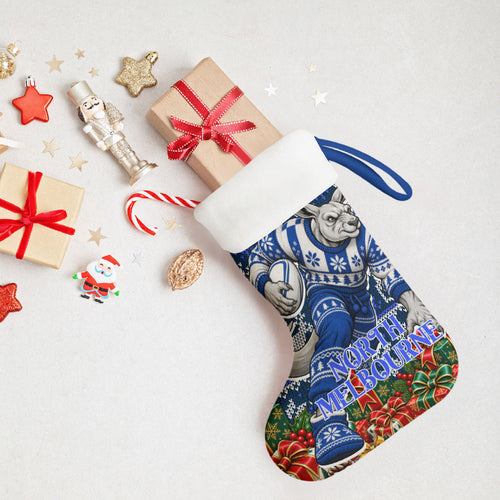 North Melbourne Football Christmas Stocking Australian Football Mascot - Ugly Xmas Pattern Festive