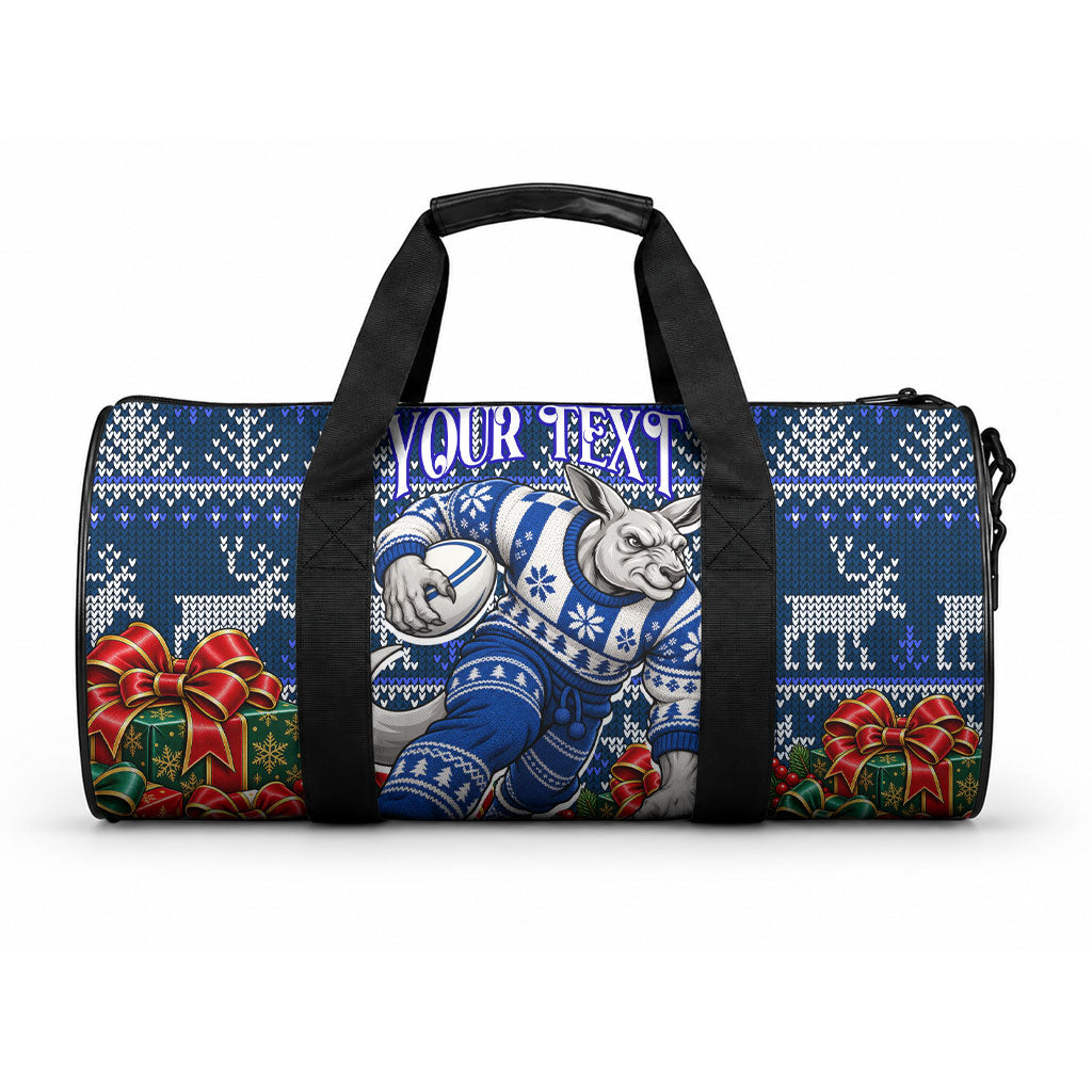 Personalized North Melbourne Football Christmas Duffle Bag Australian Football Mascot - Ugly Xmas Pattern Festive