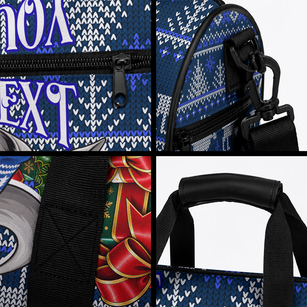 Personalized North Melbourne Football Christmas Duffle Bag Australian Football Mascot - Ugly Xmas Pattern Festive