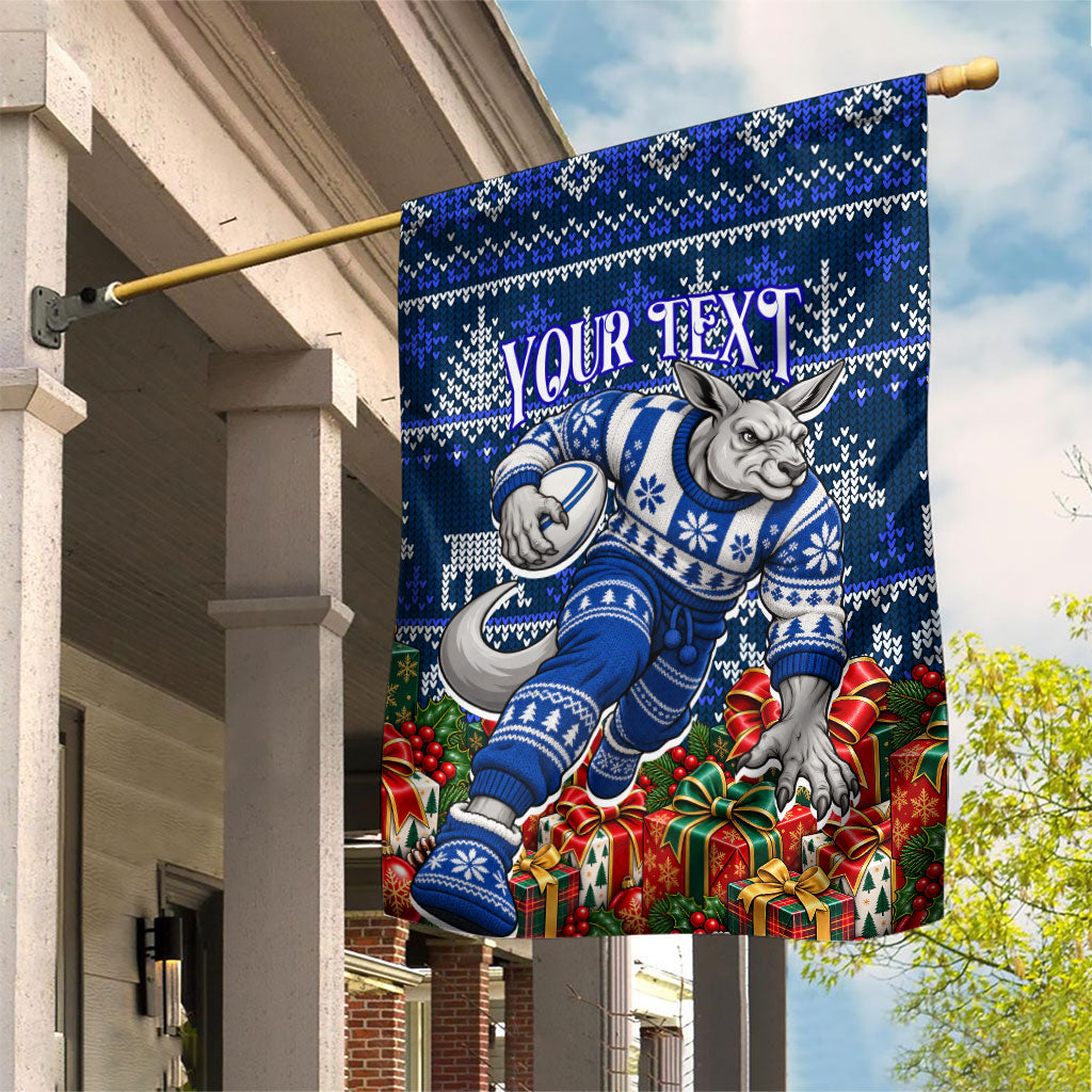 Personalized North Melbourne Football Christmas Garden Flag Australian Football Mascot - Ugly Xmas Pattern Festive